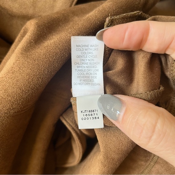 NWOT J.Jill Acorn Brown Faux Suede Asymmetric Zip Up Moto Jacket Size medium - Picture 8 of 9